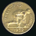Stamp of United States Olympic California Gold Half Dollars, 12mm, bronze