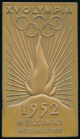 Stamp of Finland Torchbearer's Plaque, 40x70mm, bronze, showing Oly