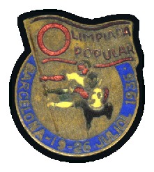 Stamp of Large Lots and Collections People's Olympiad in Barcelona 1936 pin, 16x19mm, 