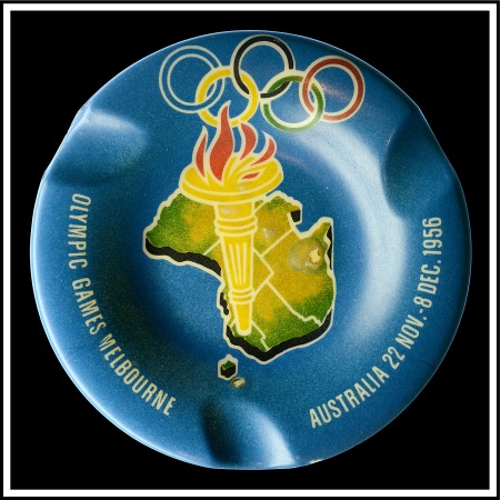 Stamp of Olympics » 1956 Melbourne 1956 Melbourne ashtray, 110mm, plastic, blue with 