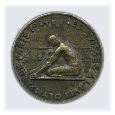 Stamp of France Swiss Participant's pin badge, 25mm, nickel-silver