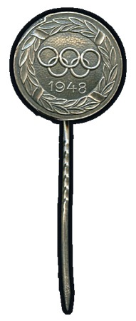 Stamp of Great Britain Danish Team stick-pin, 18mm, silver, showing Olymp