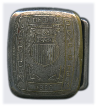 Stamp of Olympics American 1936 Olympic Team belt buckle, 31x38mm, s