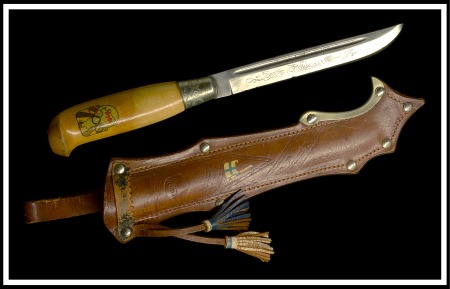 Stamp of Olympics Commemorative knife with leather scabbard, 270mm, 