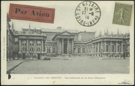 Stamp of France 1918 (17.08) Premier Vol Paris - Le Mans - St. Naz