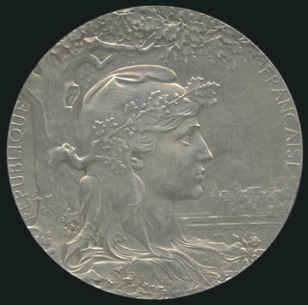 Stamp of Olympics 1900 Paris Exposition Silver Award medal, 63mm, si