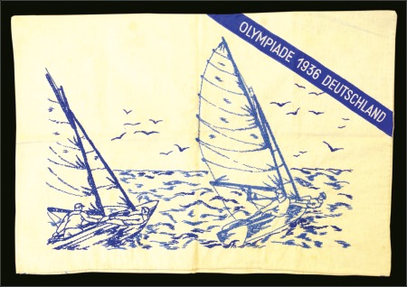 Stamp of Olympics Kiel embroidered pillow case, 59x42cm, showing two