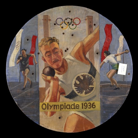 Stamp of Olympics » 1936 Berlin » Other Memorabilia 1936 Berlin. Shooting target, circular shaped wood