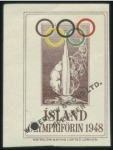 Stamp of Olympics 1948 London Iceland Olympic vignette imperf. punch