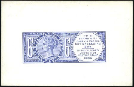 Stamp of Great Britain 1881 Inland Parcel Post 6d unadopted proof in blue