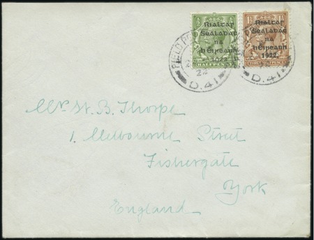 Stamp of Ireland » 1922 (Feb) Dollard Overprints (T1-T14) 1922 Envelope addressed to York, England, franked 