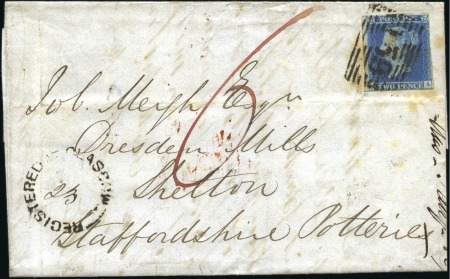 Stamp of Great Britain » 1841 2d Blue 2d Blue pl.4 KA, just touched at right, on 1850 Le