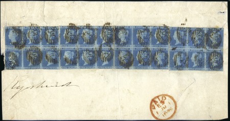 Stamp of Great Britain » 1841 2d Blue 2d Blue pl.3 in four blocks of 6 tied on large pie