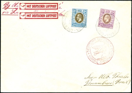 Stamp of Somaliland Protectorate 1934 Graf Zeppelin 7th South America Flight cover,
