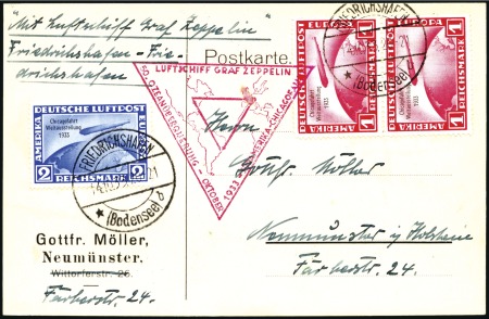 Stamp of Germany » German Empire 1933 Graf Zeppelin Chicago Flight, round-trip post
