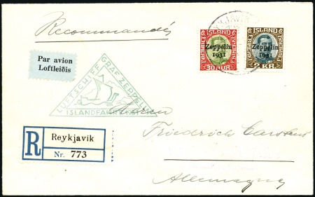 Stamp of Iceland 1931 Graf Zeppelin Islandfahrt group of 5 covers w