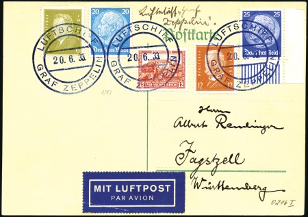 Stamp of Germany » German Empire 1933 (Jun 20) Graf Zeppelin "Kurzfahrten in die Sc