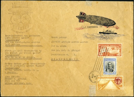 Stamp of Dominican Republic 1936 Hindenburg Zeppelin 1st North American return