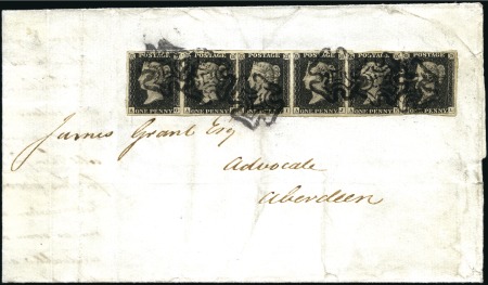 Stamp of Great Britain » 1840 1d Black and 1d Red plates 1a to 11 Plate 8 AG-AL strip of six with good to very large