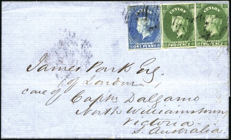 Stamp of Ceylon 1858 Wrapper sent to Victoria bearing 1857-59 1d b