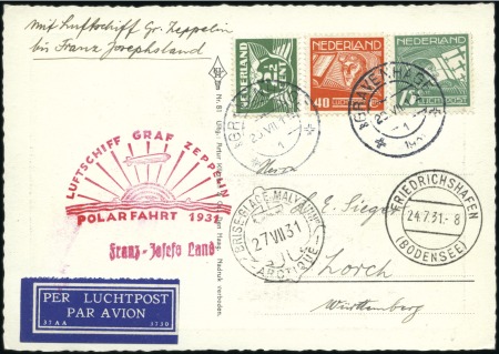Stamp of Netherlands 1931 (Jul 20) Graf Zeppelin Polar Flight postcard