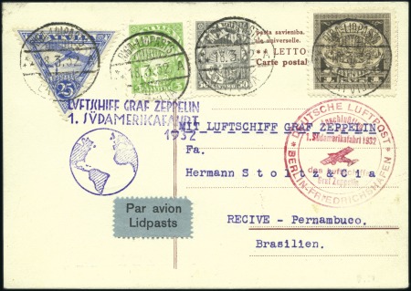 Stamp of Latvia 1932 (Mar 18) Graf Zeppelin 1st South America flig