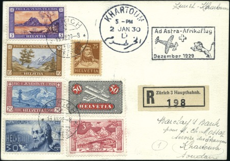 Stamp of Switzerland / Schweiz 1929 (Dec 15) Zurich-Khartoum "Ad Astra" Africa fl