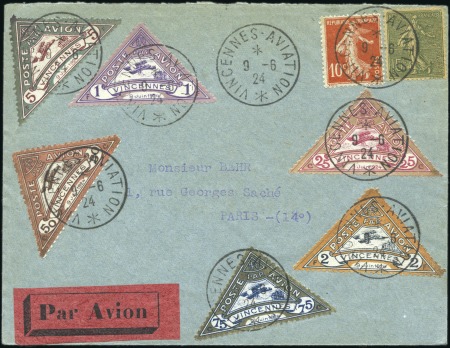 Stamp of France 1924 (Jun 9) Vincennes-Le Bourget with six semi-of