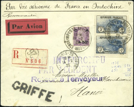 Stamp of France 1929 (Feb 19) Crash of flight from France to Indoc
