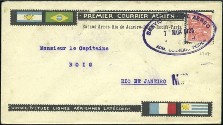Stamp of Brazil 1925 (Mar 7) Roig mission return flight from Perna