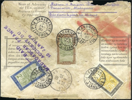 Stamp of Colonies françaises » Madagascar (Poste française) 1930 (Jan 13) Flight from Madagascar to France whi