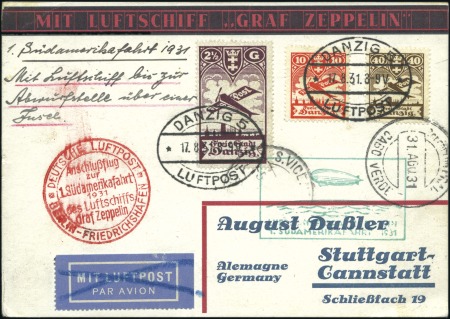 Stamp of Germany » Danzig Danzig: 1931 Zeppelin ppc, Cape Verde drop