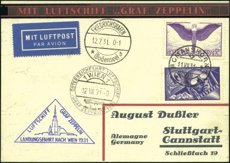 Stamp of Switzerland / Schweiz Unlisted Swiss despatch for 1931 Graf Zeppelin Vie