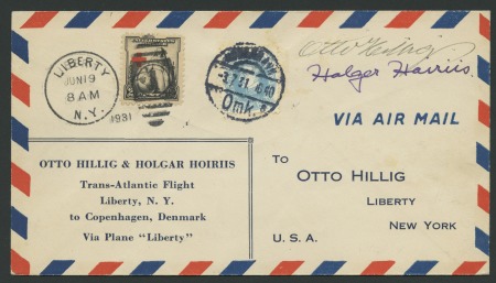 Stamp of Denmark Denmark: 1931 Hillig & Hoiris trans-Atlantic Flight cover