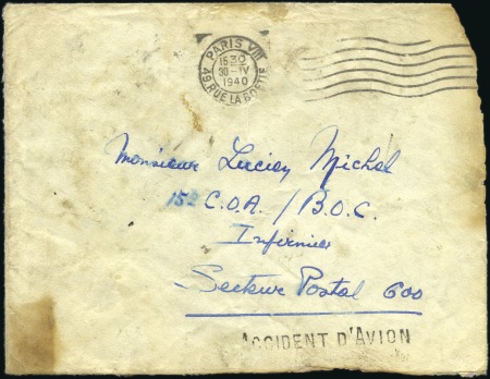 Stamp of France 1940 (May 5) Crash of Air France flight from Franc