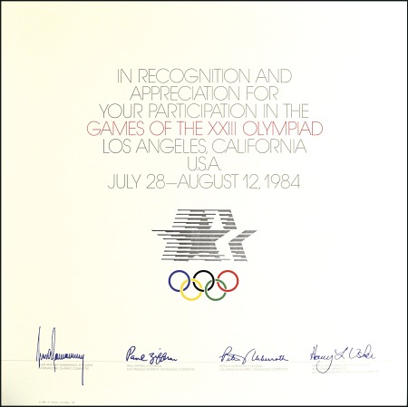 Stamp of United States Certificate for participation in the Olympic games