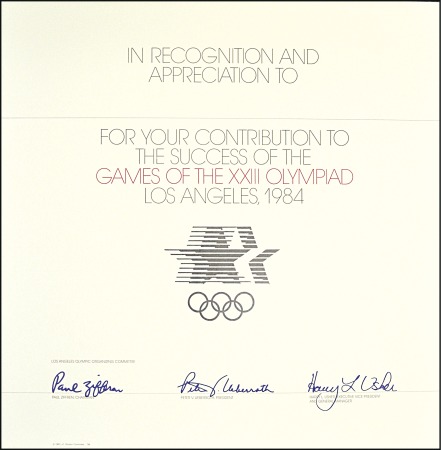 Stamp of United States Certificate in recognition and appreciation for co
