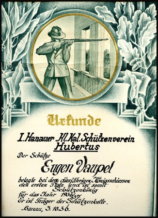 Stamp of Olympics Certificate awarded by the Small Caliber Shooting 