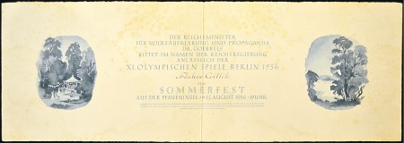 Stamp of Germany » German Empire » German Empire, 1933/45 Third Reich Invitation to the Olympic Games "Sommerfest" (15 A