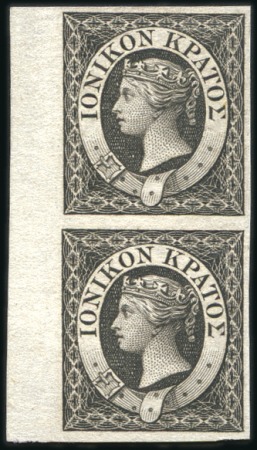 Stamp of Ionian Islands 1859 Plate proof by Perkins Bacon in black, imperf