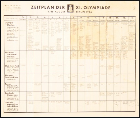 Stamp of Germany » German Empire » German Empire, 1933/45 Third Reich Time schedule poster, 58x47cm, double sided, givin