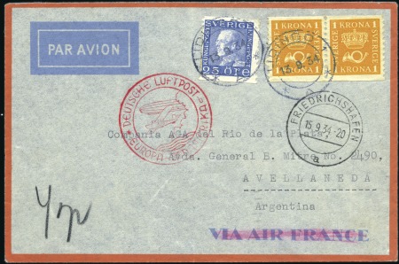 Stamp of Sweden 1934 Graf Zeppelin 8th South America Flight cover