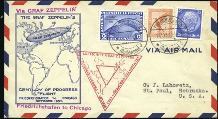 Stamp of Germany » German Empire Germany 1933 Chicago Flight cover with 2RM ovpt