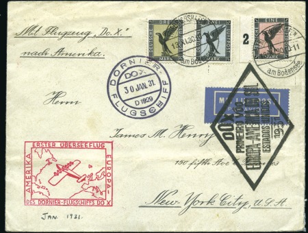 Stamp of Germany » German Empire 1931 Dornier Do-X First Trans-Atlantic Flight cove