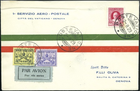 Stamp of Italy » Vatican State 1929 (2 August) First Flight, Vatican City to Geno