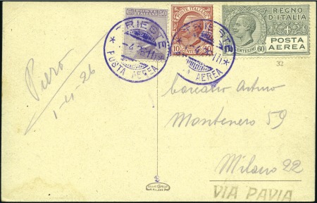 Stamp of Italy Italy 1926 FFC from Trieste, crashed at Pavia