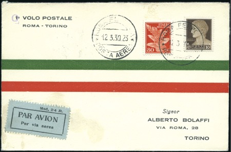 Stamp of Italy 1930 (12 March), FDC and first flight from Rome to