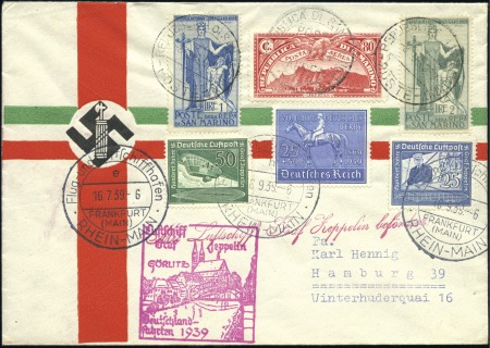 Stamp of Italy » San Marino 1939 Graf Zeppelin II Görlitz Flight cover, franke