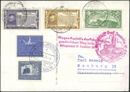 Stamp of Italy » San Marino 1939 Graf Zeppelin II cancelled Königsberg Flight