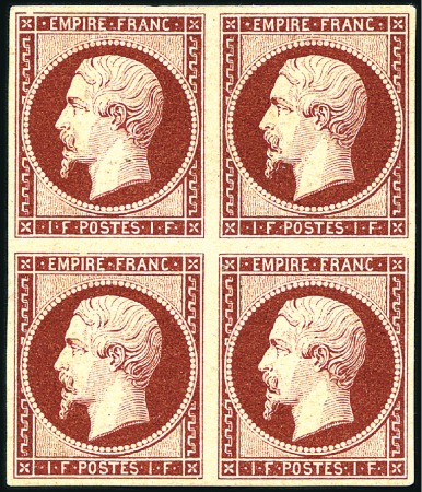 Stamp of France EXTREMELY RARE BLOCK OF THE ONE FRANC "EMPIRE"

